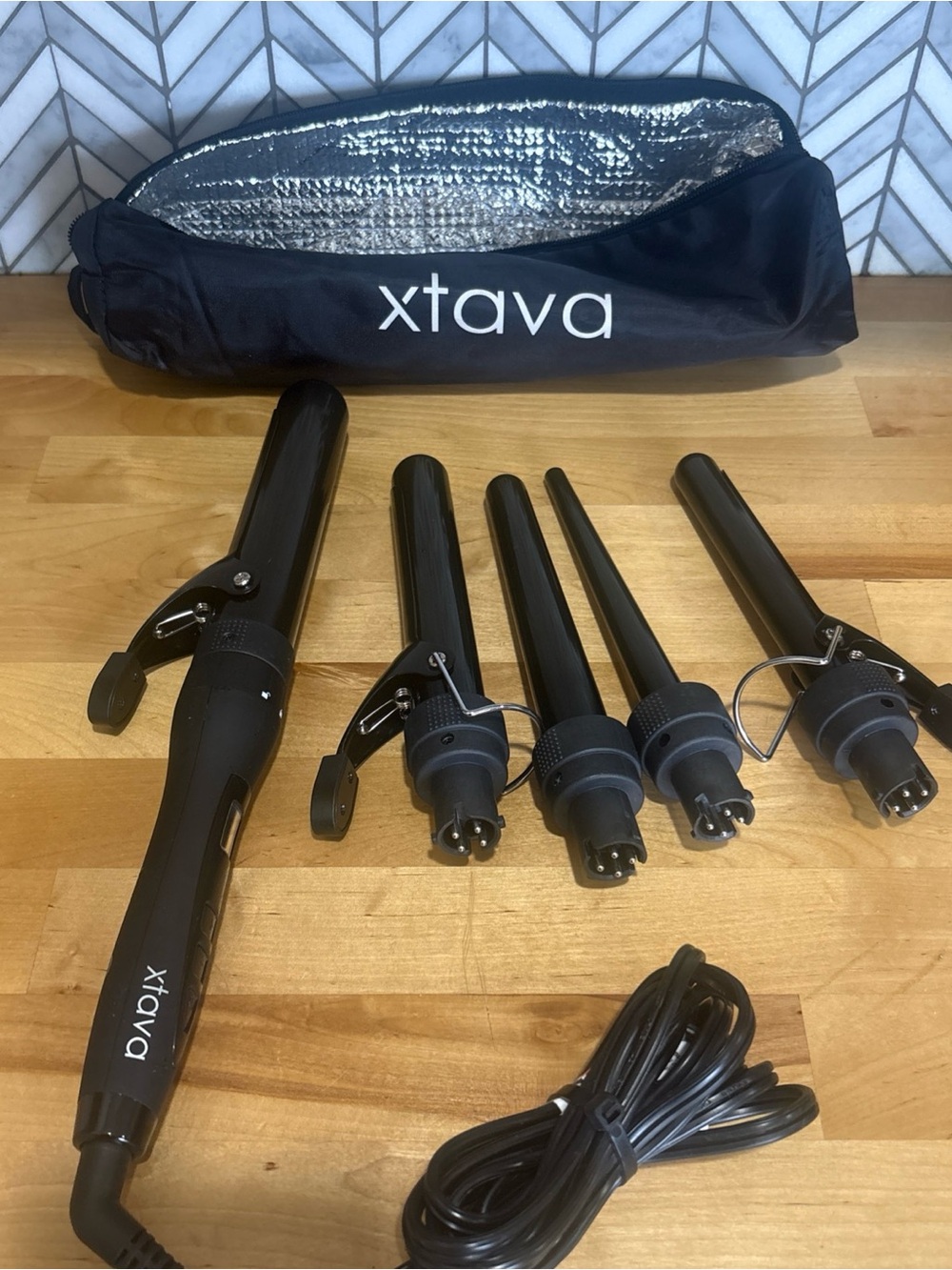Xtava Interchangeable Curling Wand Set - Black